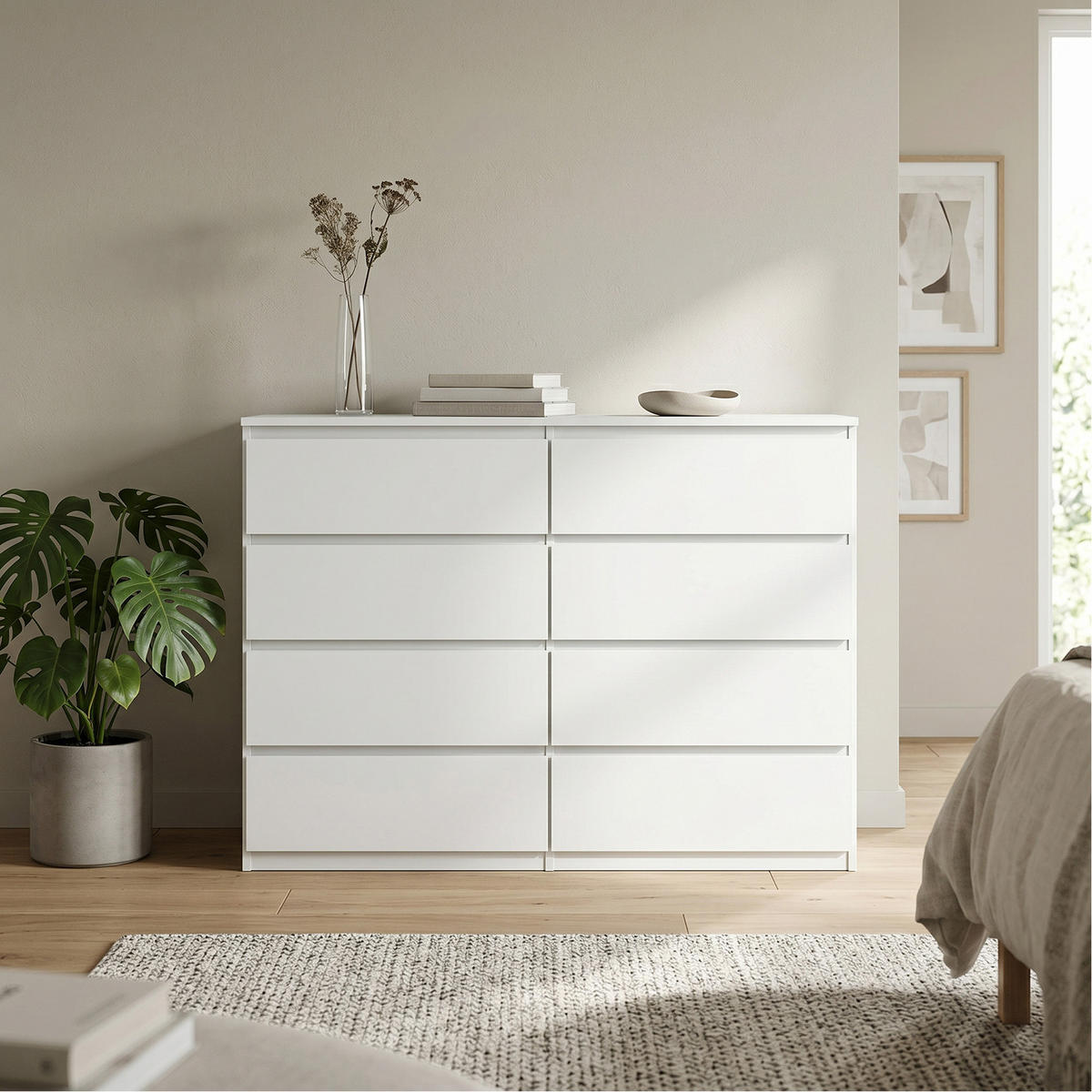 KOMMODE NUDO 120/101,5/39cm mit 8 Schubladen Türen Weiß - Weiß, Holzwerkstoff (120/101.5/39cm) - MASSENO