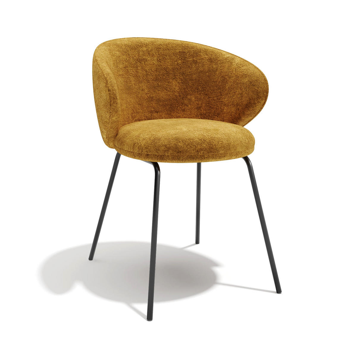 ESSZIMMERSTUHL Texturierter Samt Senf 53.5cm - Dunkelgelb, Textil (53.5/75/54cm) - Sia Home