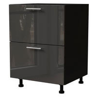 SCHUBLADENUNTERSCHRANK Essen D2A/60/1A Graphit Hochglanz / Schwarz Matt 60 / 50 / 82cm - Schwarz/Graphitfarben, Holz/Holzwerkstoff (60/82/50cm) - Feldmann-Wohnen