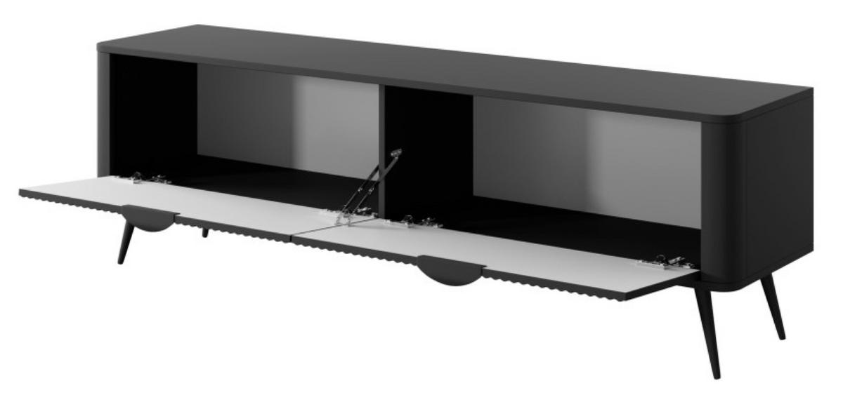 SCHRANK Schwarz LENA Gerillt 163 cm - Schwarz, Holzwerkstoff (163/51/38cm) - Sepro Meble