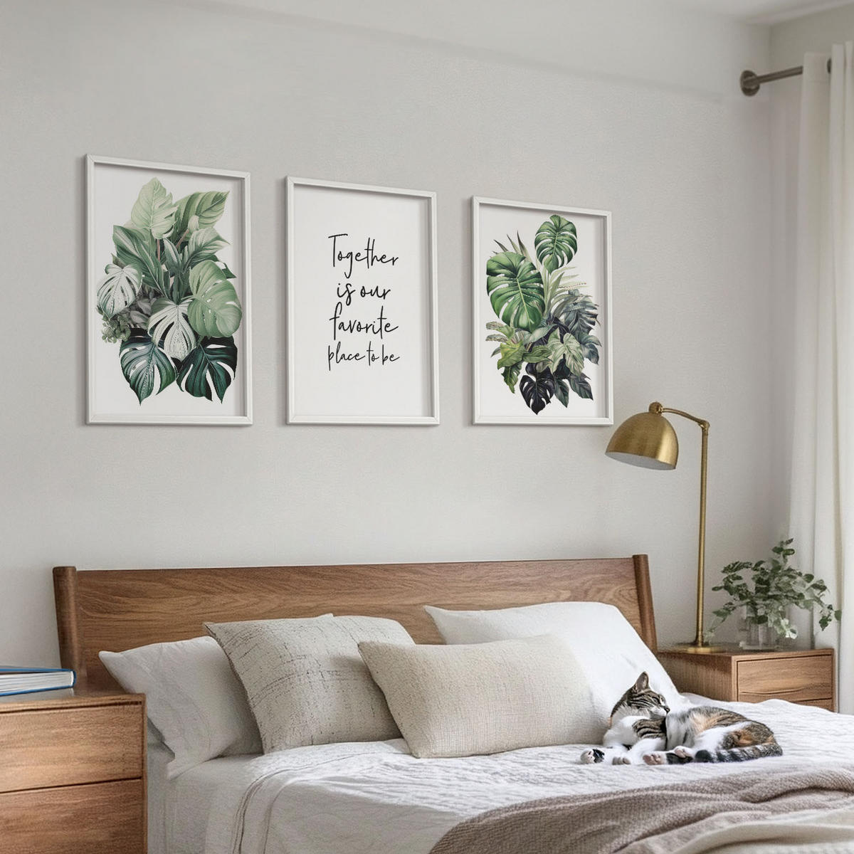 WANDBILDER 3er-Set - 40x60 cm Weißer Rahmen - Grüne Blätter tropischer Pflanzen - Weiß, Kunststoff (40/60cm) - ArtPrintCave