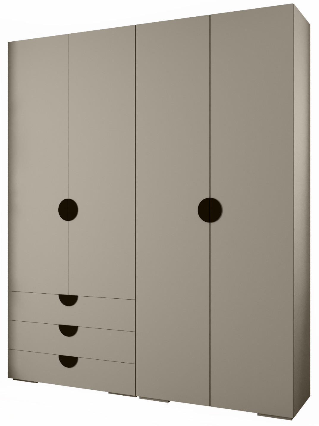 Abiks Möbel Garderoben-Set Kaschmir, Schwarz 200x236.7x47 cm
