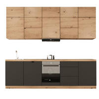 KÜCHENZEILE 300 cm - Langen KL13-M300 - in Grau / Artisan Eiche - Eiche Artisan/Grau, Holz (300/212/52cm)