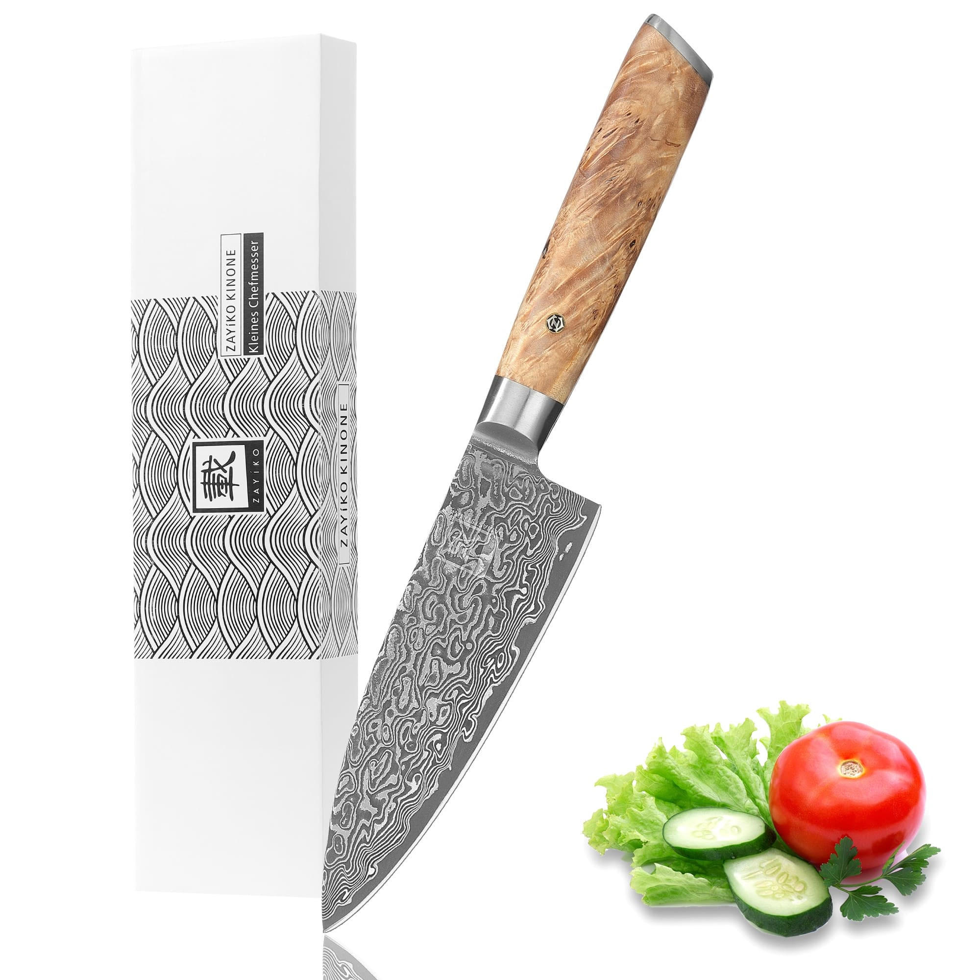 CHEFMESSER 16 cm - Birkefarben, Holz/Metall (23cm) - Zayiko