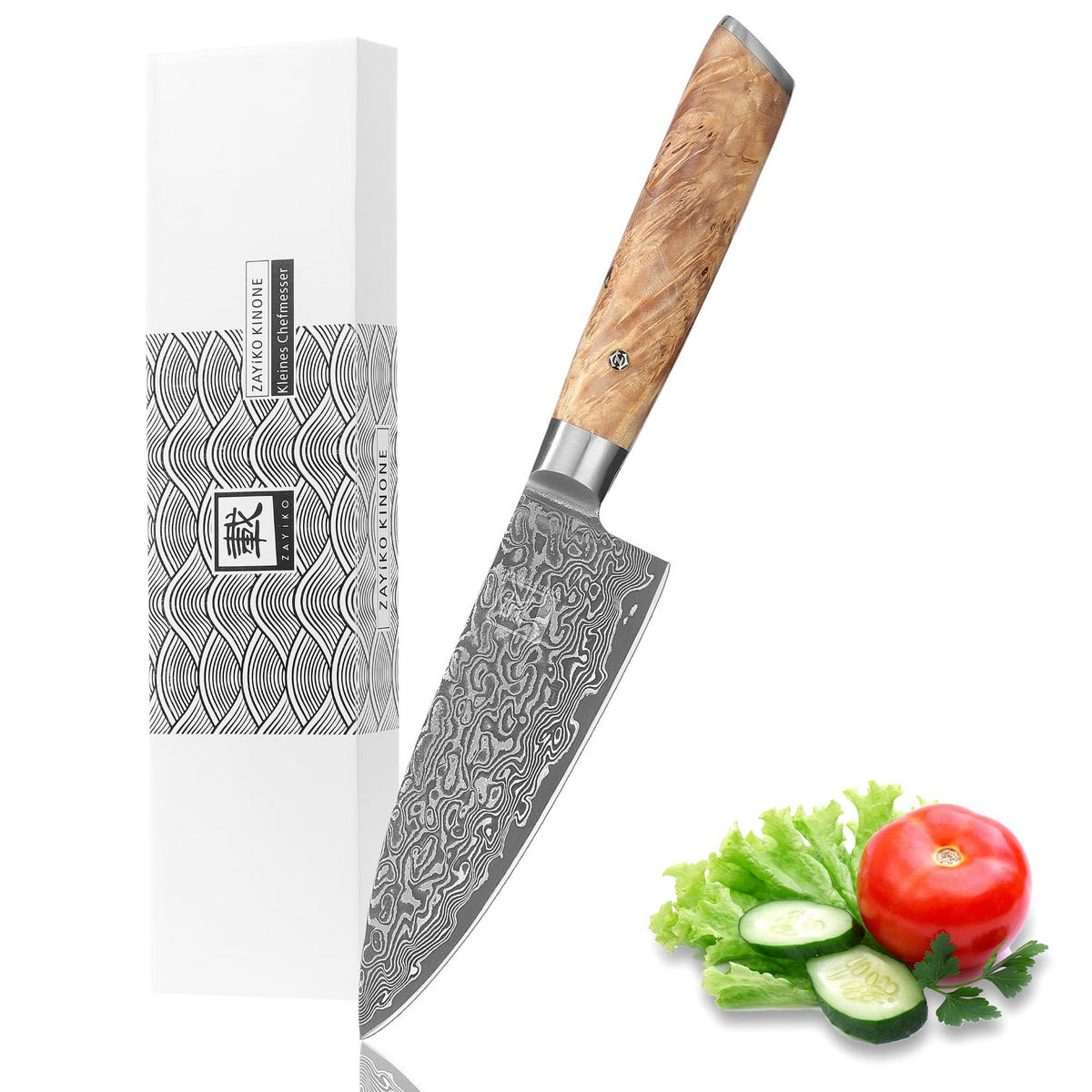 CHEFMESSER 16 cm - Birkefarben, Holz/Metall (23cm) - Zayiko