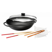 WOK Mai-Lin, Aluguss, Antihaftbeschichtung, inkl. Zubehör, Ø 36 cm - Schwarz, Metall (36cm) - Karcher