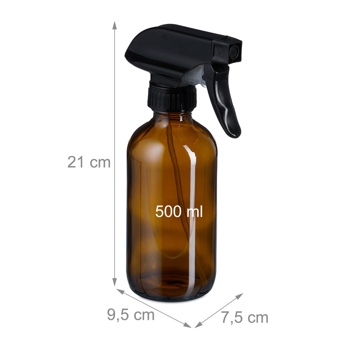 4XSPRÜHFLASCHE - Braun, Glas/Kunststoff (9.5/21/7.5cm) - Relaxdays