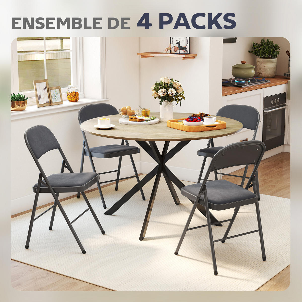 KLAPPSESSEL Grau 4 Stück - Grau, Naturmaterialien (45/78/46cm) - GiPP