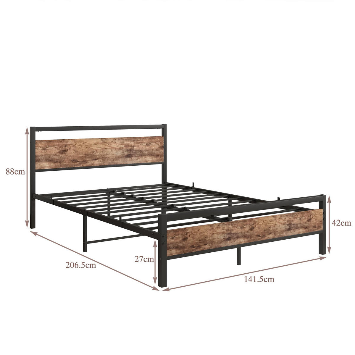 METALLBETT 140/200 cm DE-33024 mit Lattenrost und Stauraum Braun - Braun, Metall (140/200cm) - ComfortXL