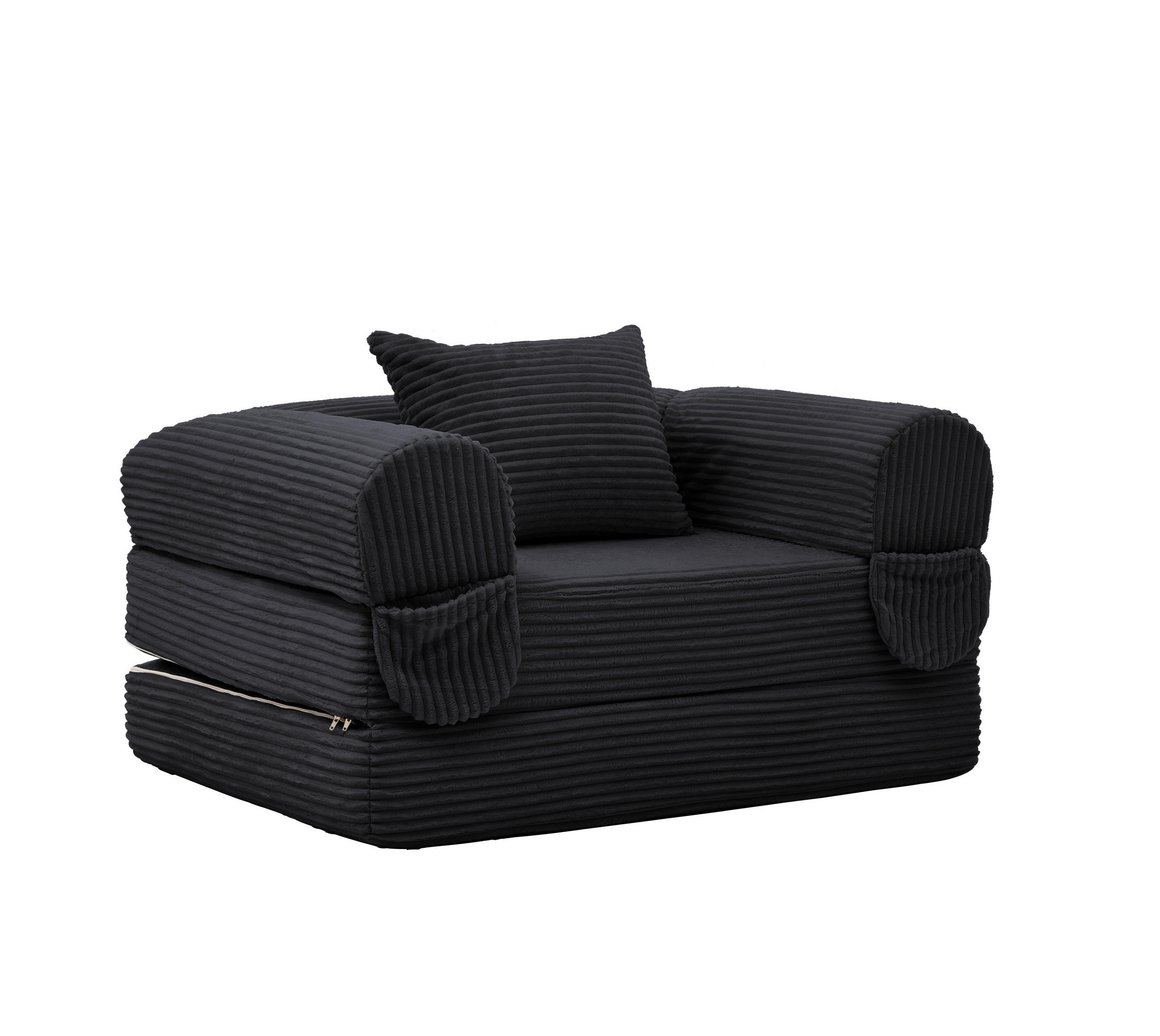 SCHLAFSOFA 2-in-1 aus Cord Schwarz - Schwarz, Kunststoff (85/65/120cm) - Meubliv
