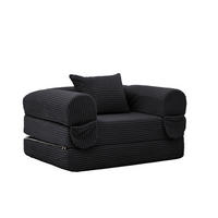 SCHLAFSOFA 2-in-1 aus Cord Schwarz - Schwarz, Kunststoff (85/65/120cm) - Meubliv