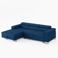 ECKSOFA VEMO MINI Links Blau Cord-Stoff Kompakter Komfort für Wohnräume - Blau, Textil (235/175cm) - Barchello