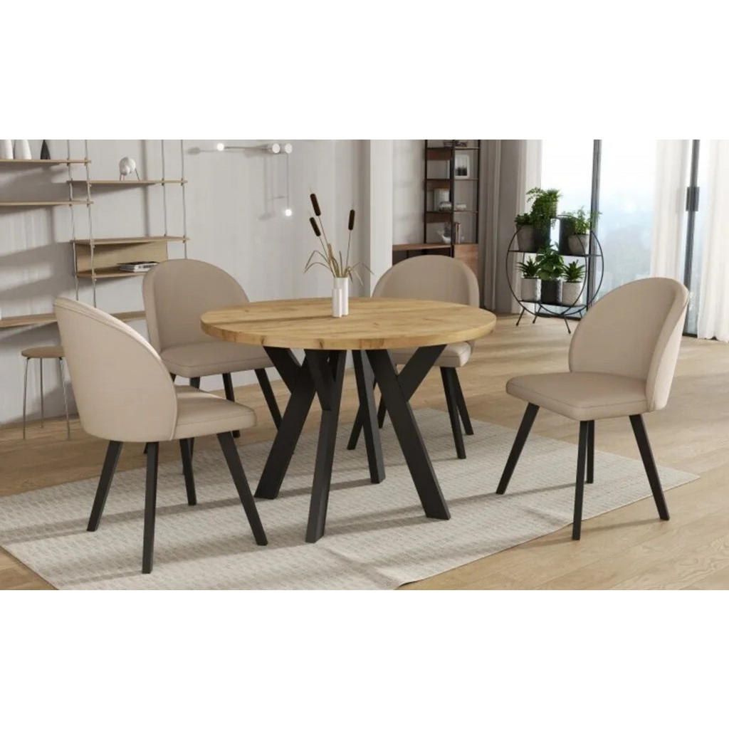 Thumbnail - Sepro Meble Esszimmertisch, Hellbraun, Holzwerkstoff, Rund, X-Form, 100x75x100 cm, Esszimmer, Tische, Esstische