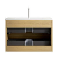 WASCHTISCH 75 cm hängend – Badezimmermöbel mit weißem Keramik Waschbecken, Unterschrank mit 2 Schubladen, vormontiert, Holzoptik - Goldfarben, Holz (39/51.5/75cm) - Ej. Life