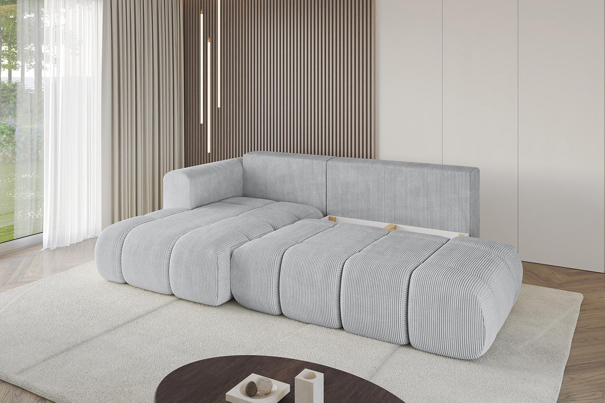 ECKSOFA Ottomane Links CLOUD-L 289x180x40 Grau Cord - Grau, Holzwerkstoff/Kunststoff (180/289cm) - ALTDECOR