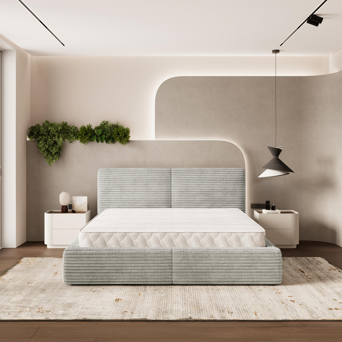 ČALOUNĚNÁ Postel FELURO 140x200 cm Světle šedá - světle šedá, kompozitní dřevo/textil (140/200cm) - MASSENO