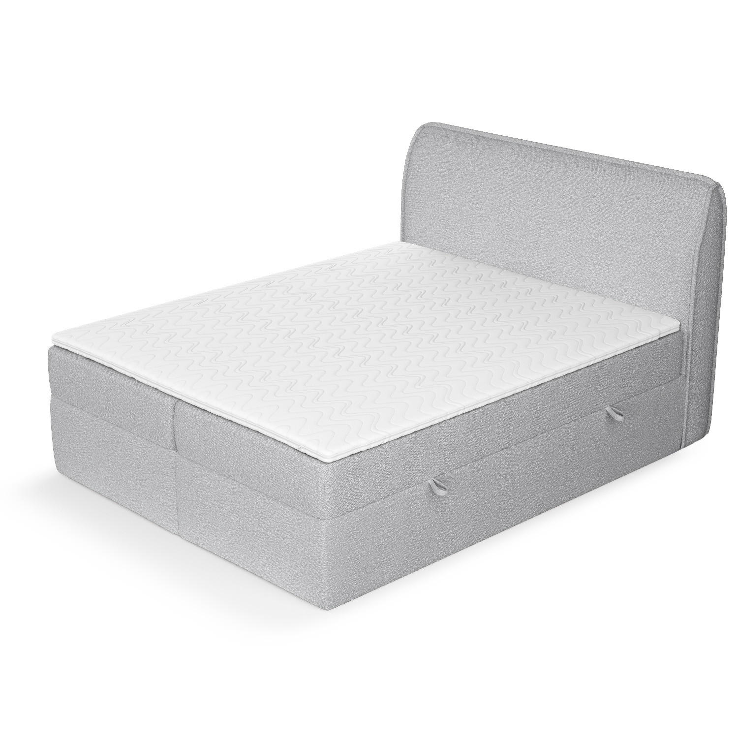 BOXBETT Organic Hellgrau 160/200 cm mit Bonellmatratze und Topper - Hellgrau/Schwarz, Holz/Holzwerkstoff (160/200cm) - Maison de Reve