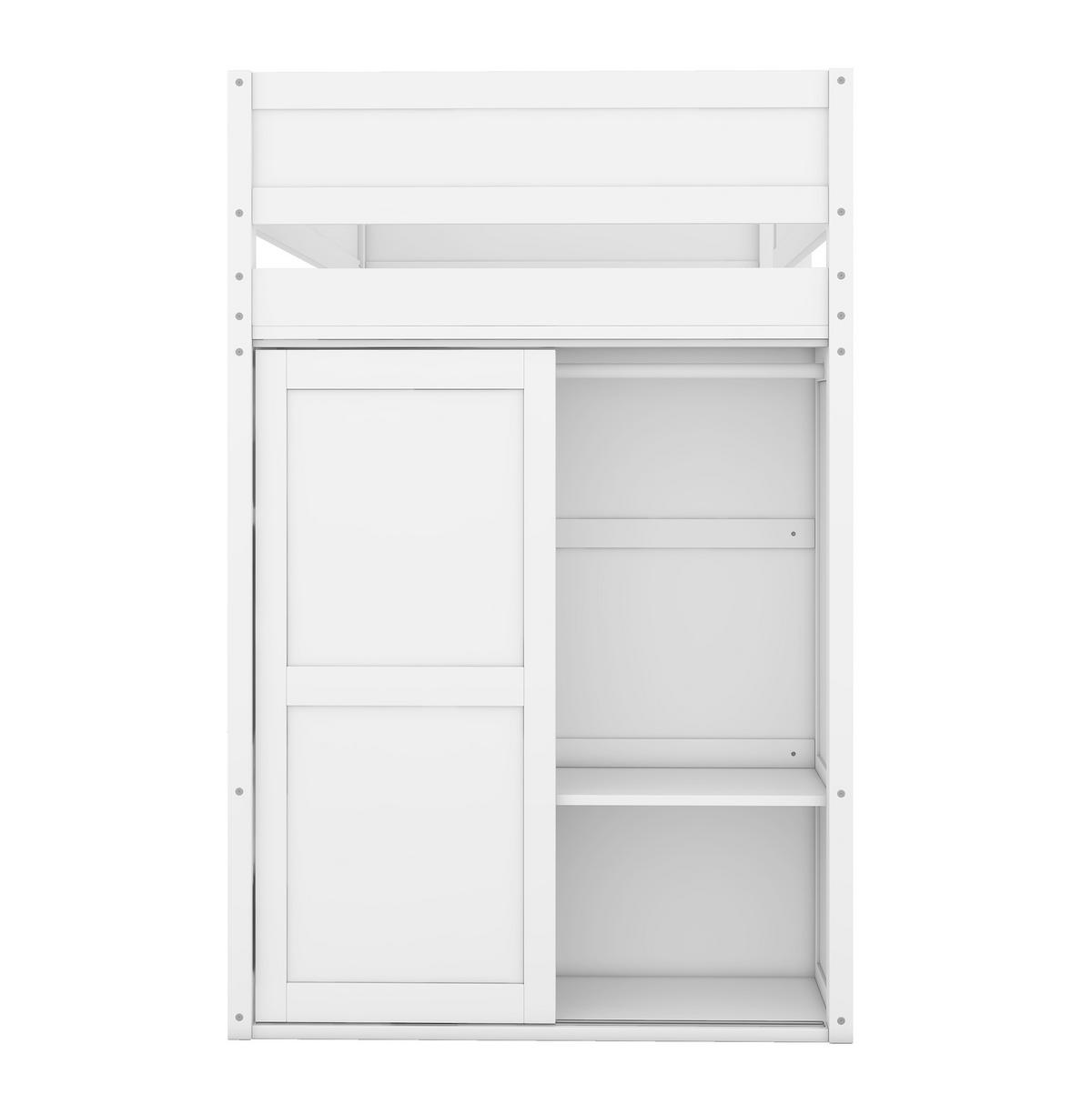 HOCHBETT 90/200 cm in Weiß mit Schreibtisch, Kleiderschrank und Schubladen - Weiß, Holz (90/200cm) - Flora Grace