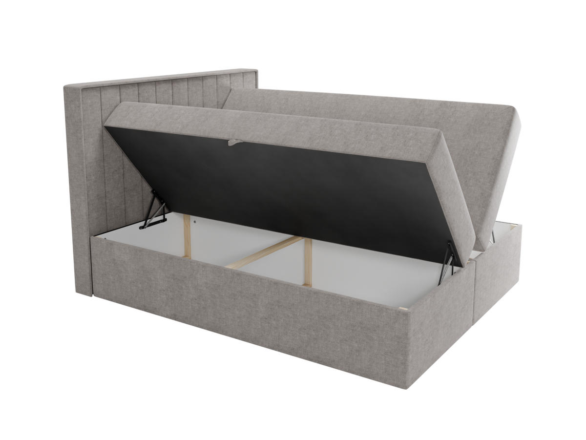 BOXBETT - Taschenmatratze + Topper 160x200 dunkelbraun Bouclé - Dunkelbraun, Holz/Holzwerkstoff (160/200cm) - SIMKAM Furniture
