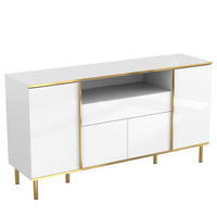 SIDEBOARD mit LED-Beleuchtung und Stauraum Türen Schublade Gold 160/40/80 cm - Goldfarben/Weiß, Holzwerkstoff/Metall (150/80/40cm) - EVRYAE
