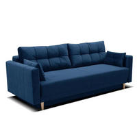 SCHLAFSOFA LEMA, Sofa mit Schlaffunktion und Bettkasten, Farbe: Blau, Veloursstoff - Blau, Textil (216/85/91cm) - Sepro Meble