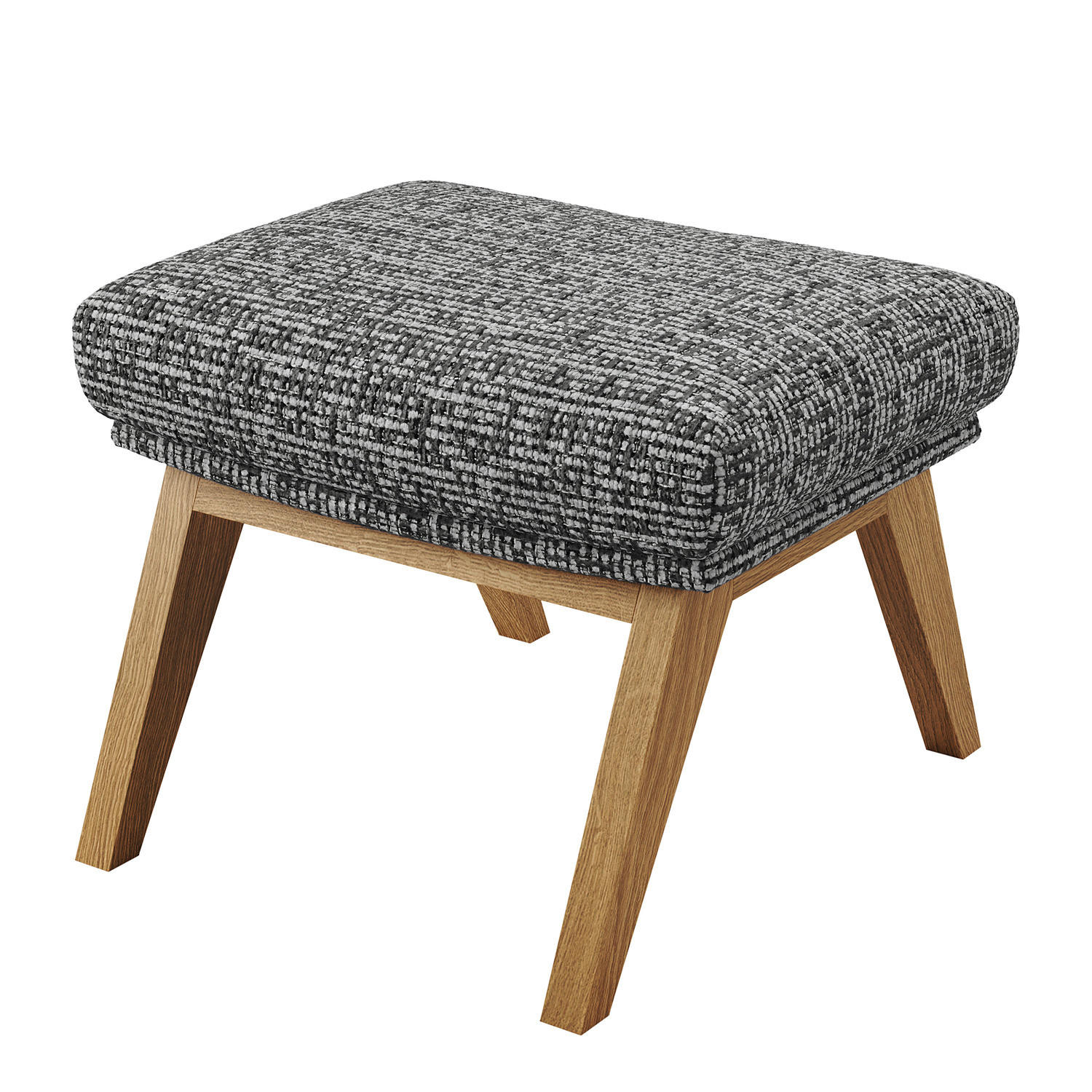 HOCKER mit Holzfüßen - Eichefarben/Grau, Eichenholz/Textil (54/41/41cm) - home24