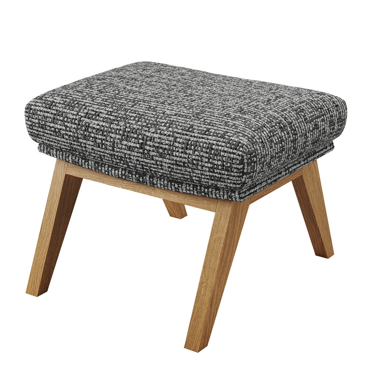 HOCKER mit Holzfüßen - Eichefarben/Grau, Eichenholz/Textil (54/41/41cm) - home24