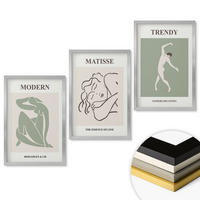 WANDBILDER 3er Set - 40x60 cm Silberner Rahmen - Stilvolle minimalistische Charaktere - Silberfarben, Kunststoff (40/60cm) - ArtPrintCave