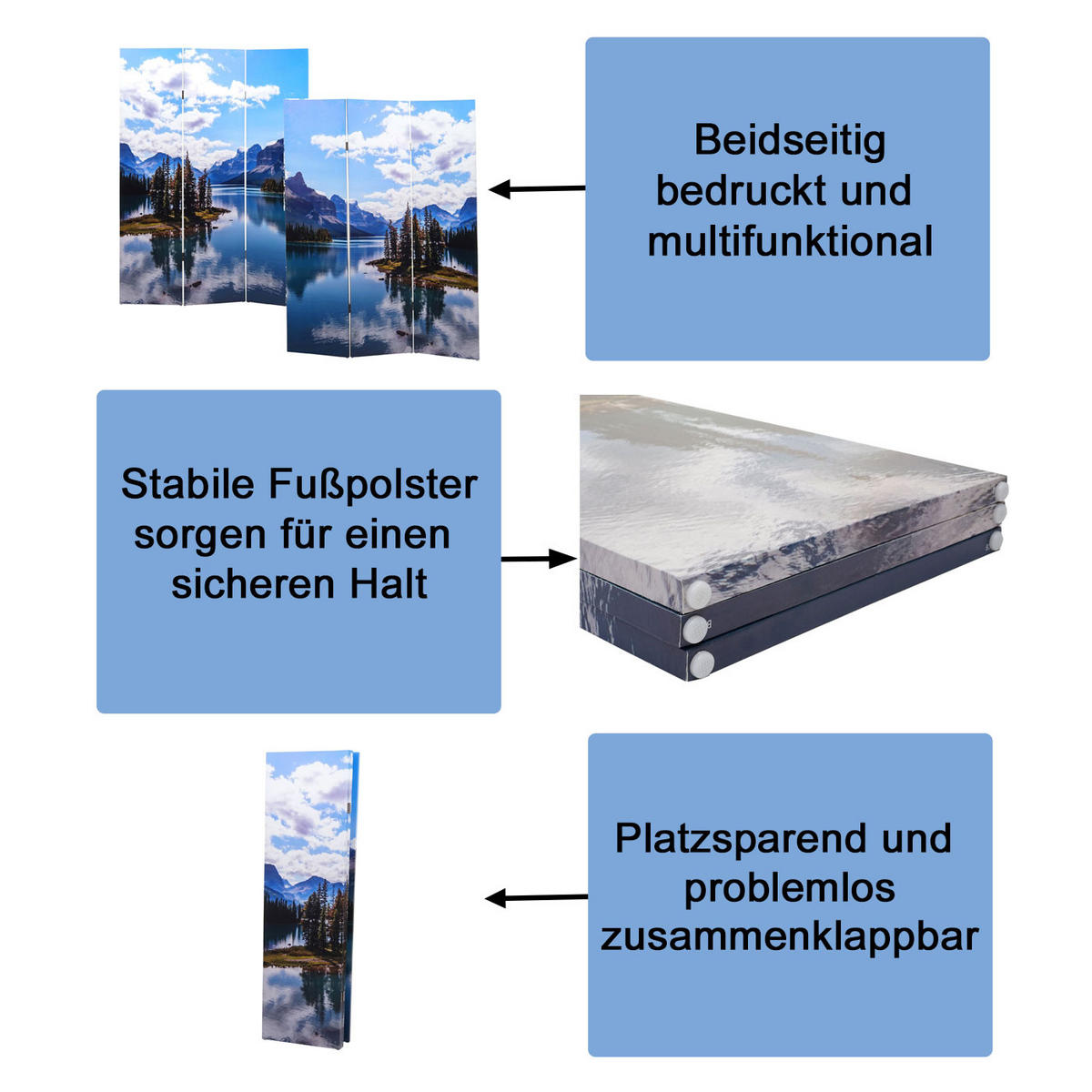 FOTO-PARAVENT Blau - Blau, Holz (121/180/2cm) - MCW