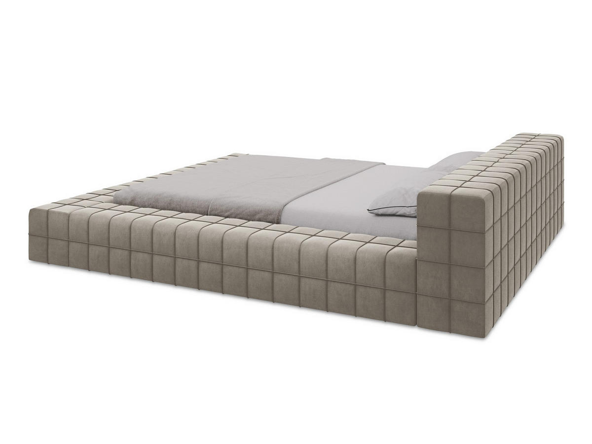POLSTERBETT mit Lattenrost 220x260 Grau - Taupe/Schwarz, Kunststoff/Textil (160/200cm) - Makamii
