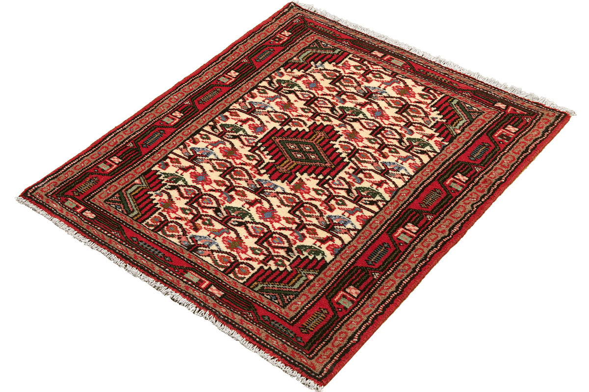 ORIENTTEPPICH handgeknüpft Assadabad Beige, Rot 97/59 cm Schurwolle - Beige/Rot, Textil (59/97cm) - Looma