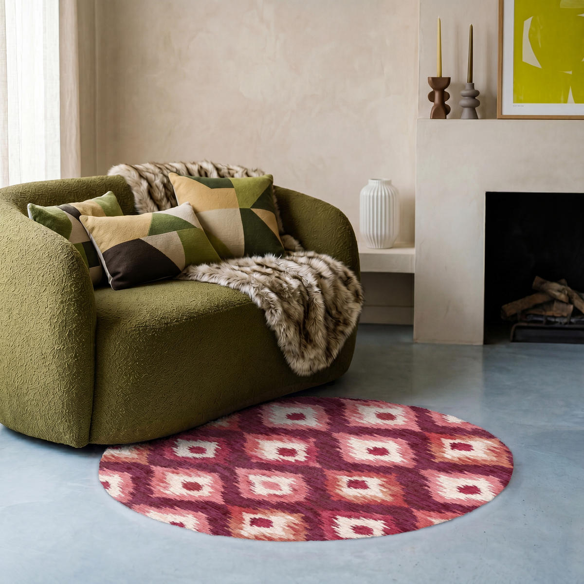 KOBERCE - Diamantové tvary - Ružová - Vzor - Textúra - 90x90 cm - bordová, textil/plast (90/0.4cm) - OnlyWow