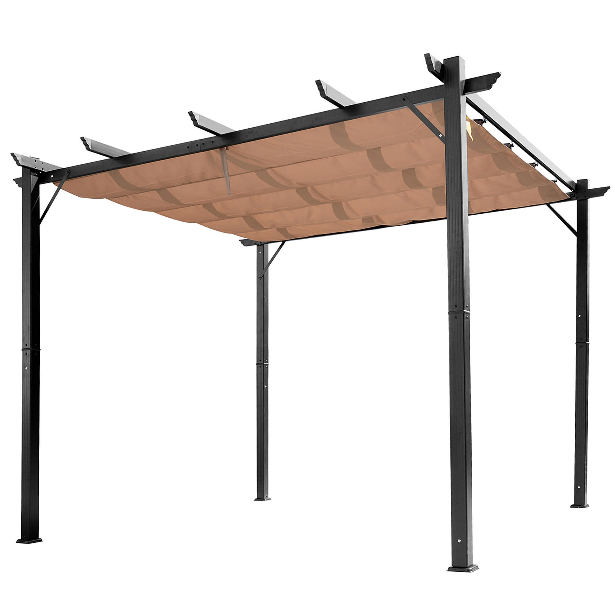 PERGOLA Pavillon Aluminium Grau+Braun - Braun/Grau, Kunststoff/Metall (400/223/300cm) - Outsunny