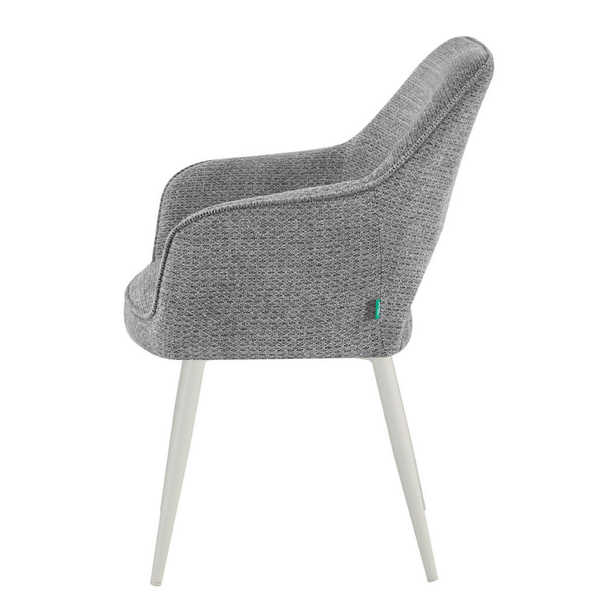 ESSZIMMERSTUHL THOMAS-MOMO 2er-Set 4-Fuss-Gestell - Weiß/Grau, Textil (57/86/63cm) - DUBI Möbel