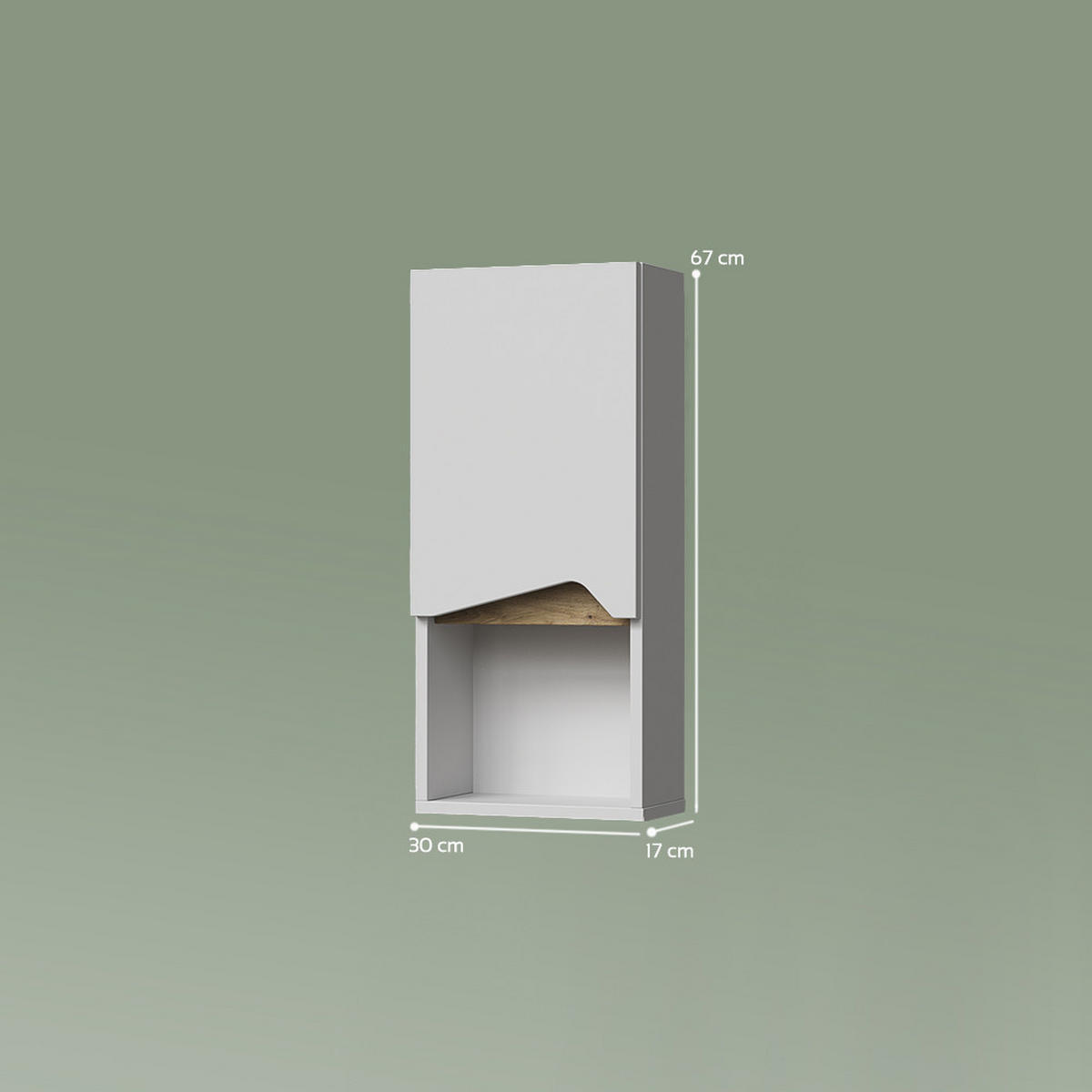 BADSCHRANK Timavo Weiß 30 x 67 cm mit Tür und offenem Fach - Weiß/Eiche Artisan, Holzwerkstoff (30/67/17cm) - Livinity®