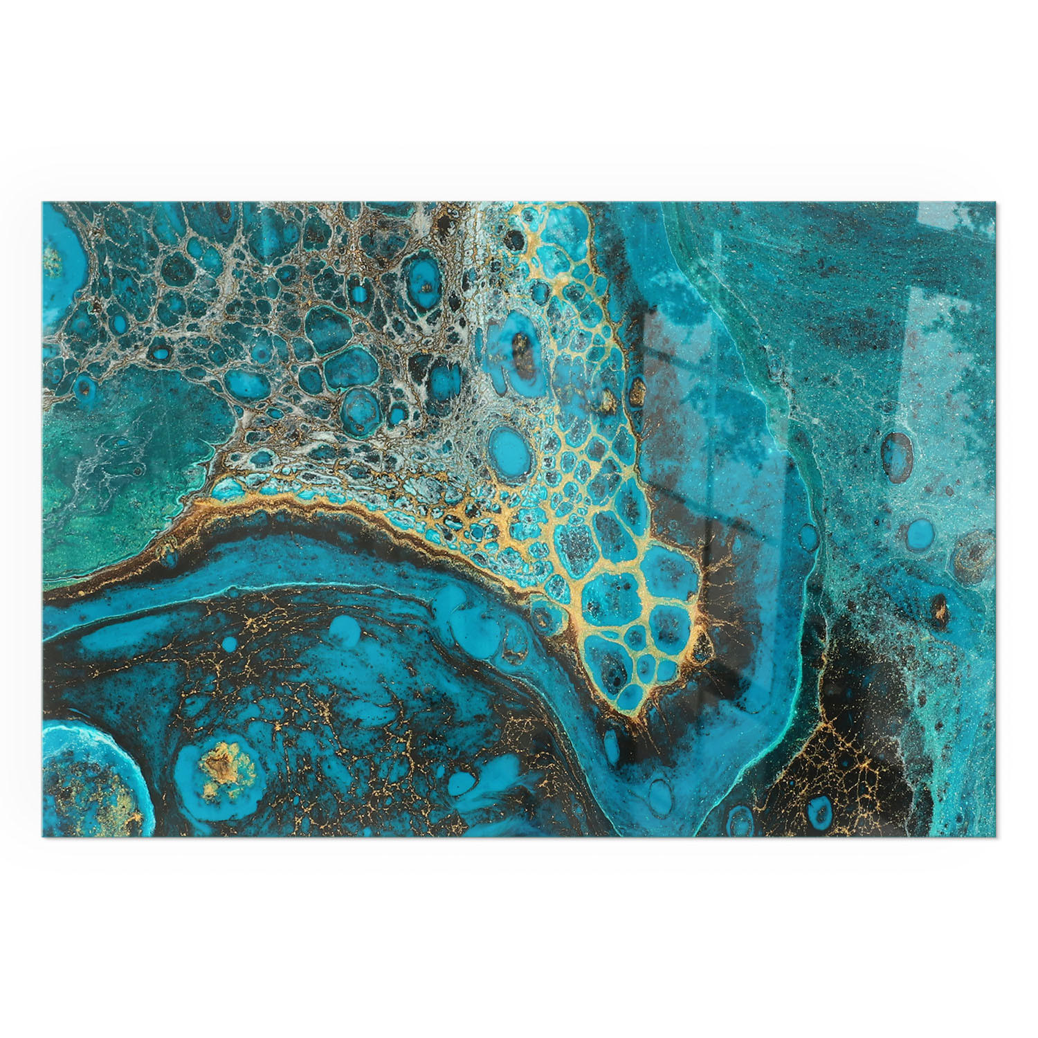 GLASPLATTE für Kamin 120x80 cm - Türkis, Glas (120/80/0.4cm) - TULUP