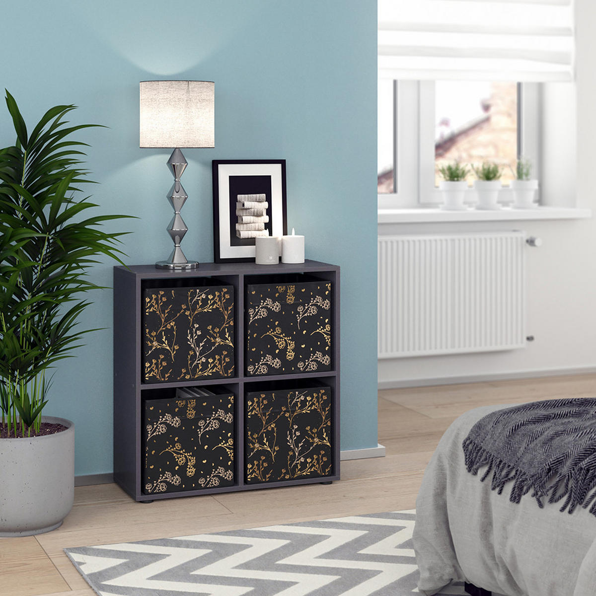 DĚLICÍ STĚNA Tetra Černá - černá, kompozitní dřevo (72.6/72/29cm) - Vicco