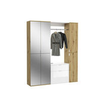 GARDEROBEN-SET PROJEKT X 3-tlg. (B/H/T: ca. 152/193/34 cm) in Artisan Eiche Nachbildung / Weiß/Artisan Eiche Nachbildung / Spiegelglas - Eiche Artisan, Holzwerkstoff (152/193/34cm)