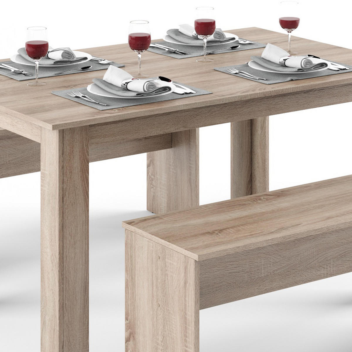 ESSTISCH SET Sentio Sonoma 90 x 140 cm mit 2 Bänken - Sonoma Eiche, Holzwerkstoff (140/76/90cm) - Vicco