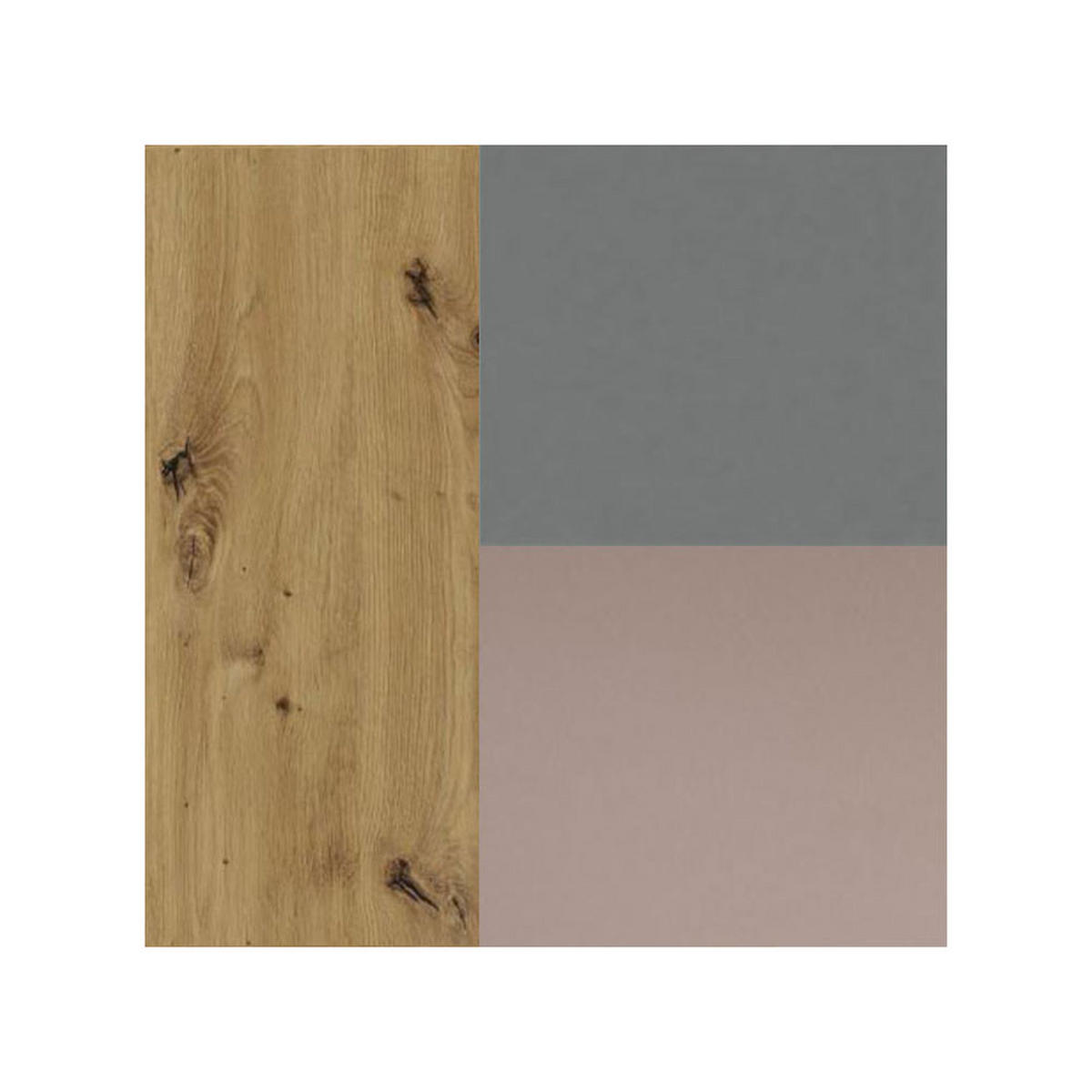 WINKELKÜCHE & KÜCHENBLOCK Bonn eiche artisan matt / rosé kupfer matt & dust grey matt 15-teilig - Rosa/Grau, Holzwerkstoff/Metall (310/207/170cm) - Feldmann-Wohnen