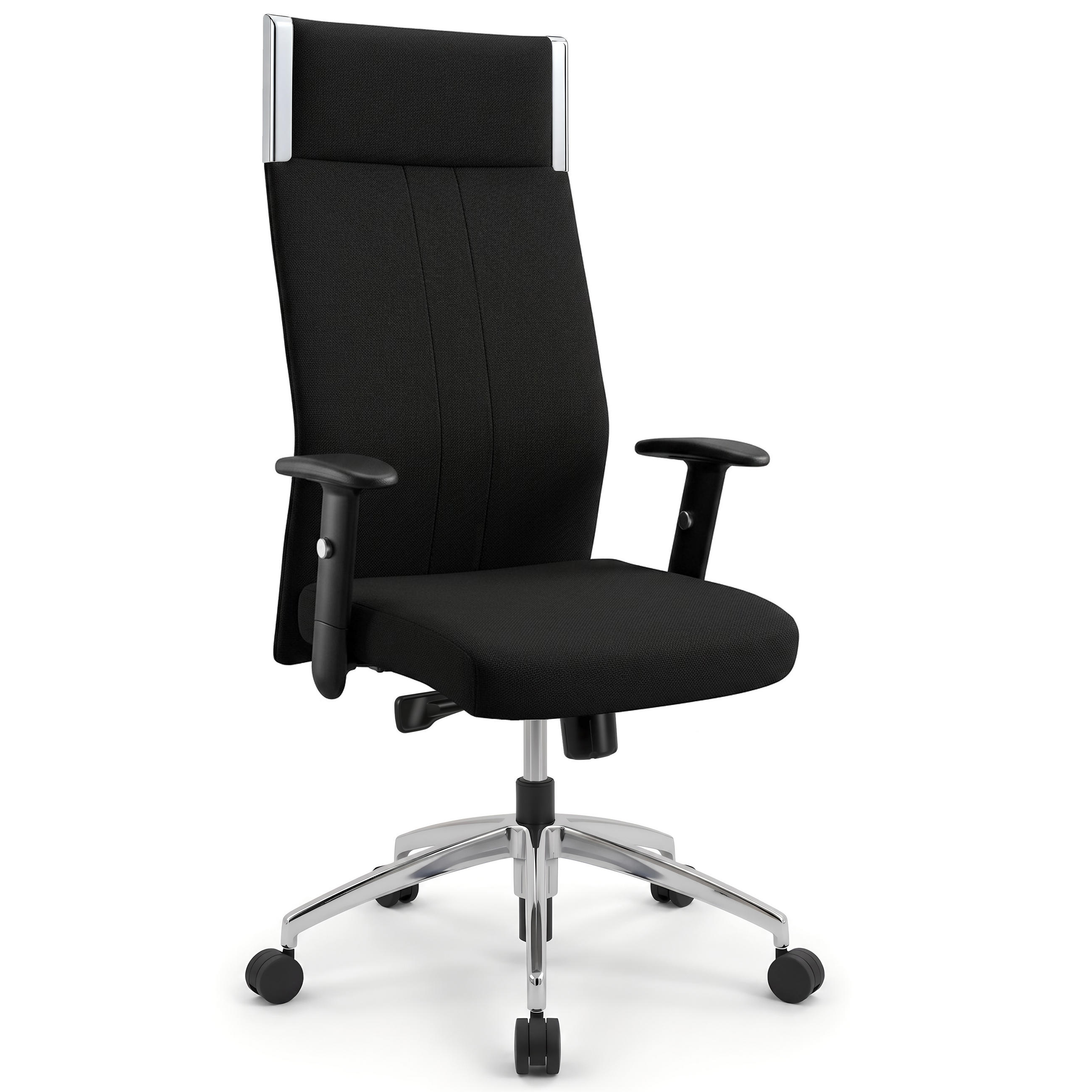 CHEFSESSEL Black-Line Stoff Schwarz - ergonomisch, 150 kg belastbar, Sitzhöhe 48-60cm - Schwarz, Kunststoff/Textil (68/121/60cm) - Versee