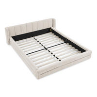 POLSTERBETT 160/200 cm Beige aus Chenille mit ergonomischem Kopfteil - Beige, Kunststoff (160/200cm) - OKWISH
