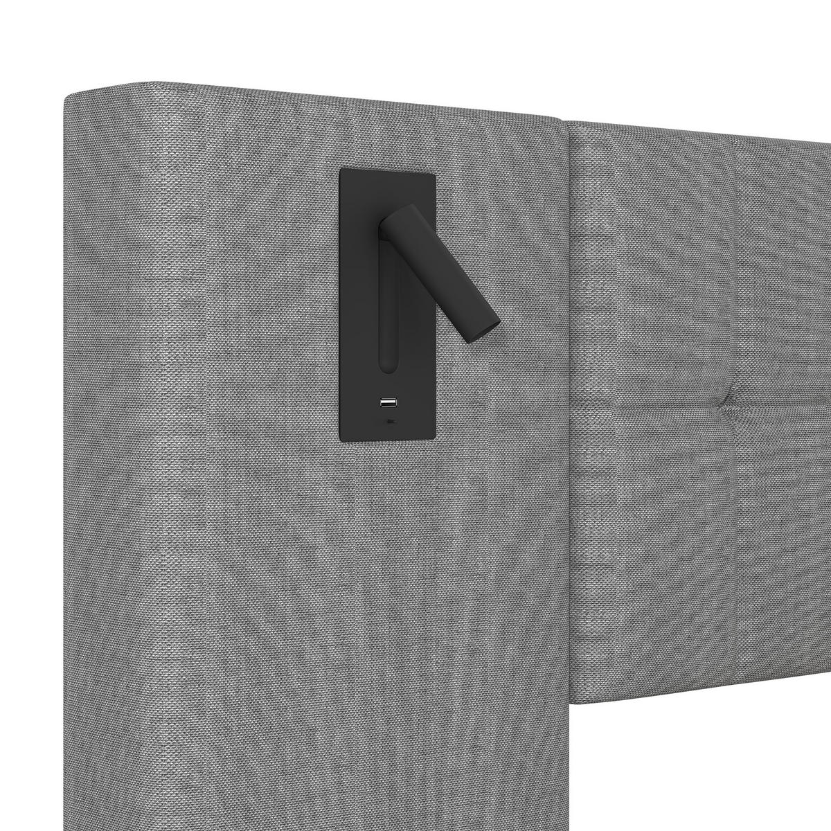 POLSTERBETT 180/200 cm DE-04938, mit LED, USB und Spot in Grau - Grau, Holzwerkstoff/Metall (180/200cm) - ComfortXL