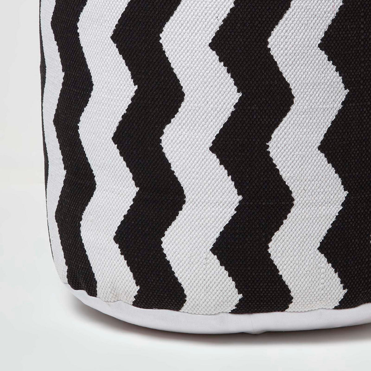 HOCKER schwarz-weiß, Zickzack-Hocker rund 40/40/45 cm - Schwarz, Textil (45/40/45cm) - Homescapes