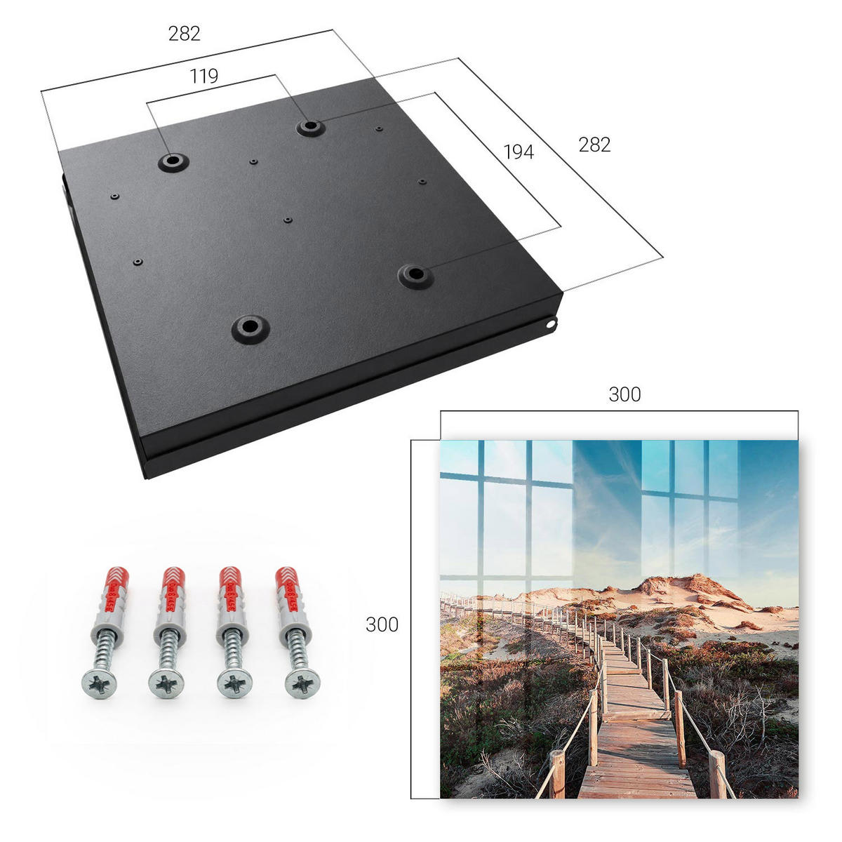 SCHLÜSSELBOX Schwarz 30x30 cm- Türöffnung nach rechts - Dünenpfad - Blau, Metall (30/30/5cm) - TULUP