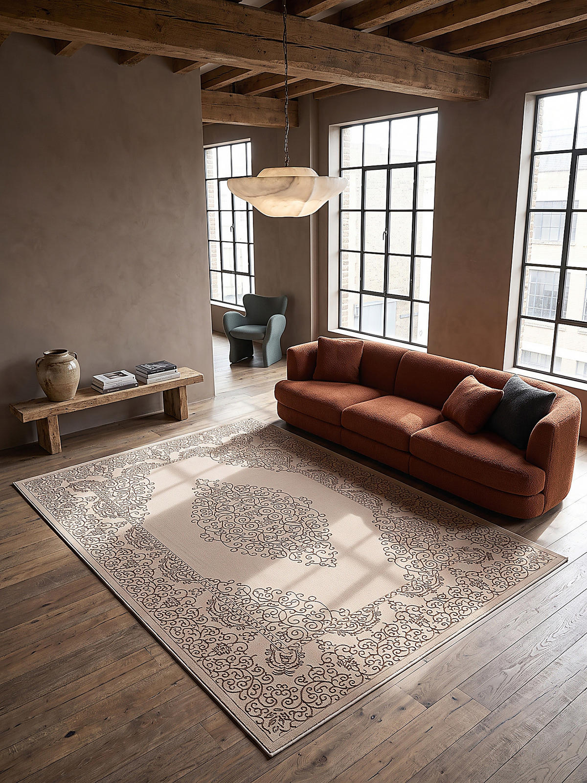 TEPPICH Kurzflor ERESMA Orient-Medaillon Polyester Beige 160 x 230 cm - Beige, Textil (160/230cm) - KADIMA DESIGN