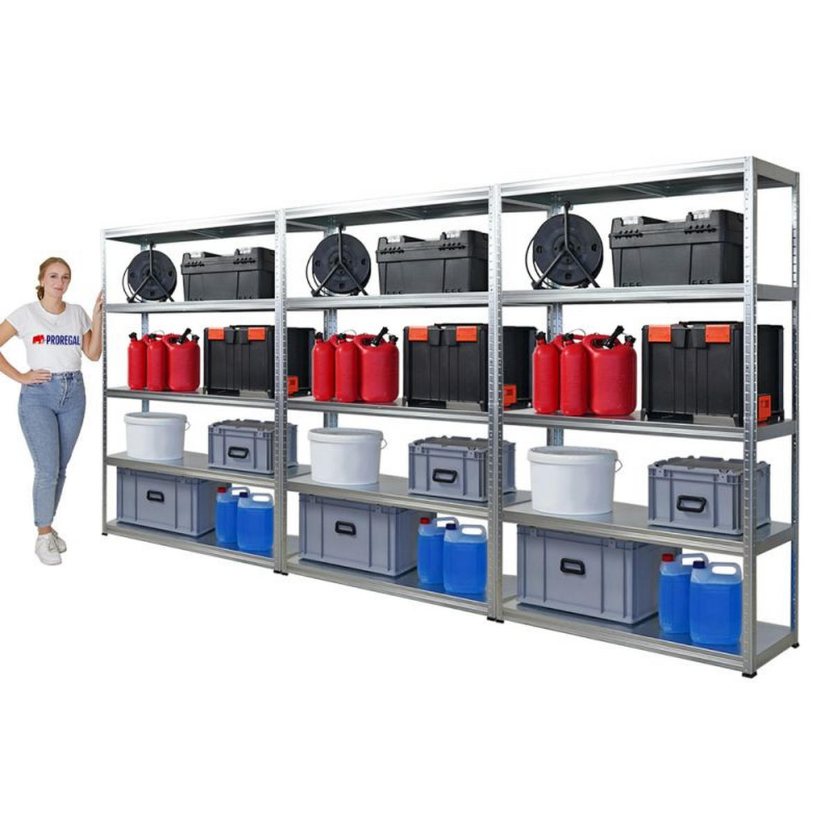 SCHWERLASTREGAL 3er-Set Steel Eagle 180x120x40 cm Fachlast 130kg Verzinkt - Silberfarben, Metall (360/180/40cm) - PROREGAL