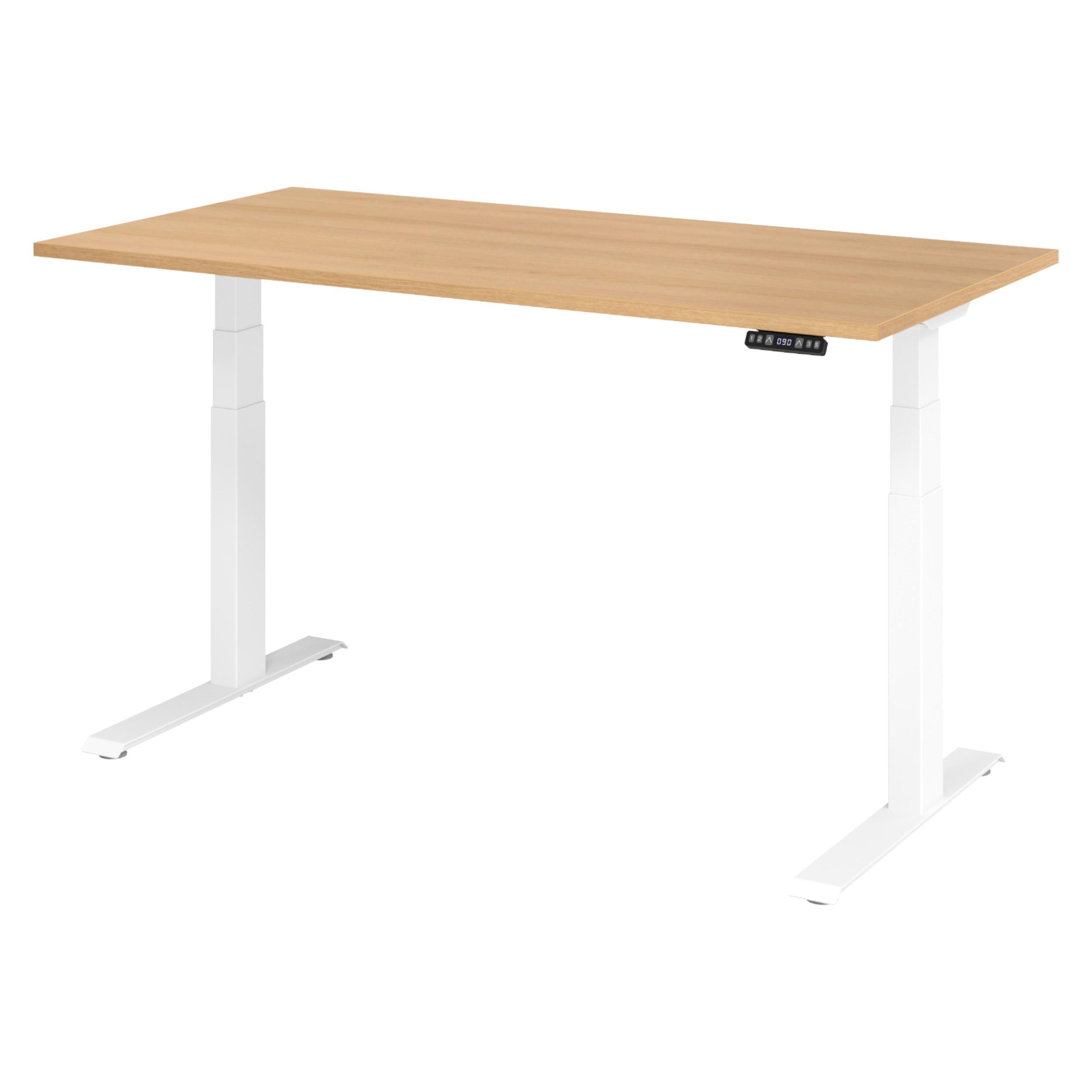 SCHREIBTISCH elektrisch XDKB 80/160/74 cm in Eichefarben/Weiß - Eichefarben/Weiß, Holzwerkstoff (80/160/74cm) - bümö