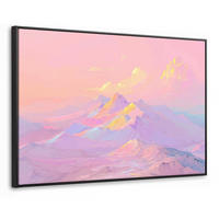 LEINWAND Bilder mit Rahmen - Berggipfel - Wolken - Verträumt - 150x100 - Hellrosa, Textil (150/100cm) - MuchoWow