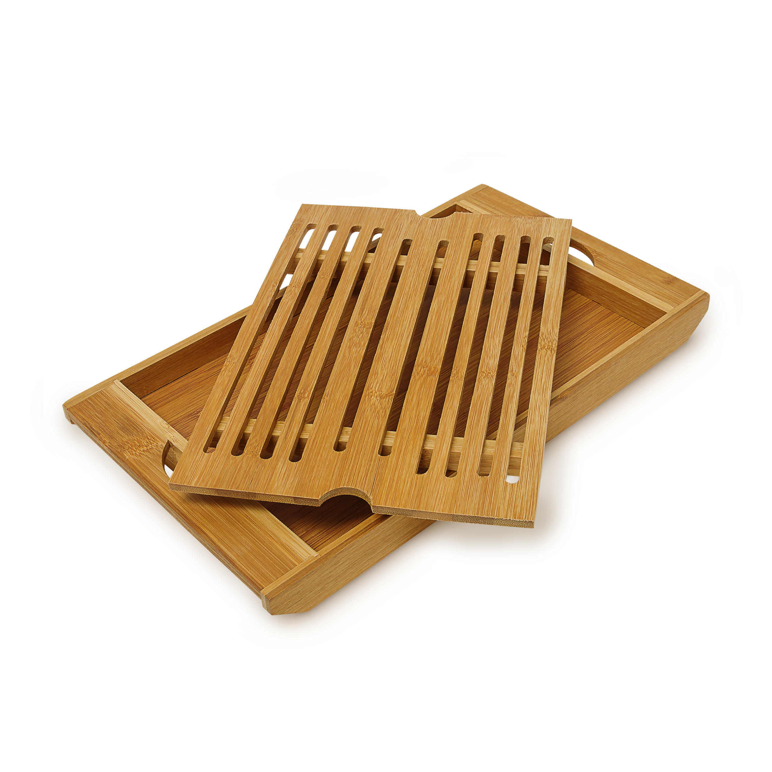 Relaxdays PRKÉNKO Přírodní bambus na chléb se zásuvkou na drobky 37x21,5 cm